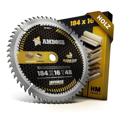 Bild av Amboss Werkzeuge® Cirkelsågklinga av hårdmetall 184 x 16 Z48 växeltand för trä, fintandad, passar bl.a. Black &amp; Decker 374456 N. BD 59, 229, 865, 865 C, E, EC och DN 59