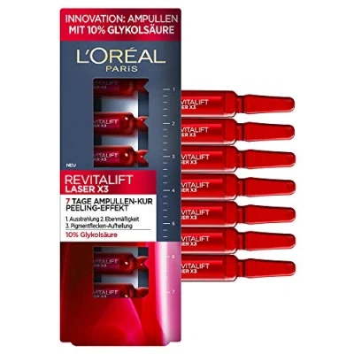 Bild av L&#039;Oréal Paris Ampuller, Revitalift Laser X3, anti aging ansiktsvård med peeling effekt, 7 dagars behandling, glykolsyra, x 1,3 ml