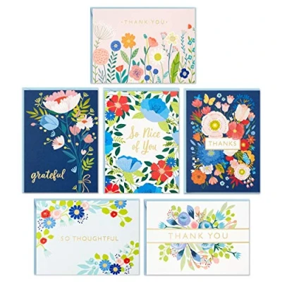 Bild av Hallmark tackkort sortiment, folkkonst blommor (36 tacksedlar med kuvert)