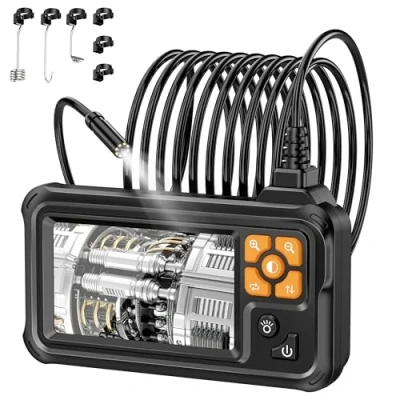 Bild av 1080P industriell HD digital borescope, Lightswim 4,3 tum IPS endoskop inspektionskamera med handhållen IP67 vattentät ormavlopp 8 LED lampor 5 m halvstyv kabel
