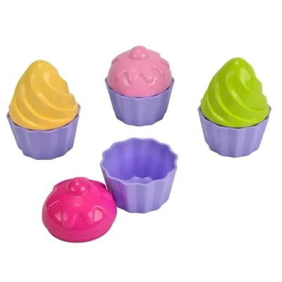 Bild av Androni 107102508 Sandformar Set Cupcakes Från med 4 Delbara Formade som Muffins och Frosting, D: 6 cm, 12 månader, Tillverkat i Italien