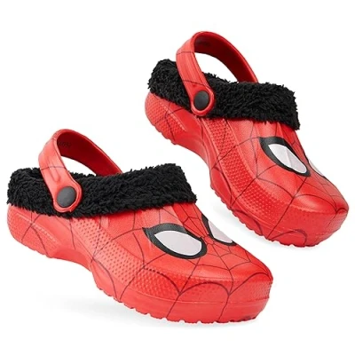 Bild av Marvel Spiderman pojkar vinterträskor, fleecefodrade träskor, trädgårdsskor gåvor för pojkar, Röd Spindelmannen, 29.5/31 EU