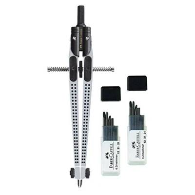 Bild av Faber Castell 174472 set snabbinställbar cirkel GRIP 2001, silver, med 2 st. cirkelminor x 6 burkar minor