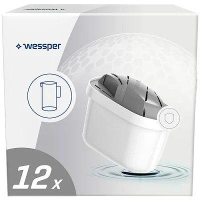 Bild av Wessper Aqua Max Protect Series filterpatroner minskar mycket hårt vatten, kompatibel med BRITA Maxtra+, Maxtra Plus filter, förpackning 12 stycken
