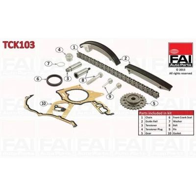Bild av FAI AutoParts TCK103 Jeu de distribution à chaînes avec joints, roues dentées Simplex, Chaîne vélo OPEL: Vectra C CC, Zafira A, Frontera B SUV