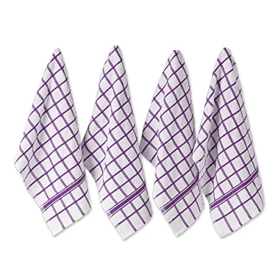 Bild av DII 100% bomull, maskintvättbar, ultraabsorberande, enkel vardag 16 x 26 frotté kökshandduk, set med 4 fönsterruta för aubergine