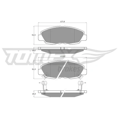 Bild av TOMEX brakes TX 10 98 Jeu de plaquettes frein Essieu avant avec indicateur d&#039;usure HONDA: CIVIC 8 Hatchback, Accord 7 Limousine, 6 Limousine