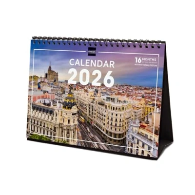 Bild av Finocam Desktop Calendar 2026 Month to View January December + Sep. Dec. 2025 (4 months) reduced Images Madrid International
