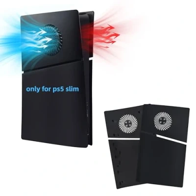 Bild av Mcbazel PS5 smal frontplatta ersättning hård sidopanelplatta, skyddande ersättningsskydd med kylventiltillbehör för PlayStation 5 Slim Digital Edition svart