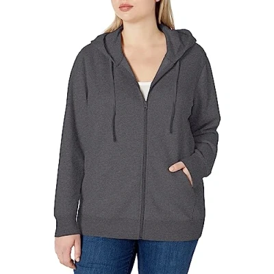 Bild av Amazon Essentials Women&#039;s Fleecehoodie i fransk frotté med full dragkedja (Finns plusstorlek), Mörkgrå ljung, XXL
