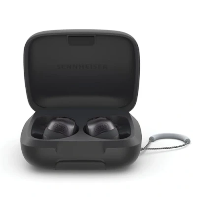Bild av Sennheiser MOMENTUM Sport hörsnäckor med fitness spårare för tuning av sportljud och adaptiv ANC, säker passform, 24 timmars batteritid, tracker kroppsprestanda Grafit