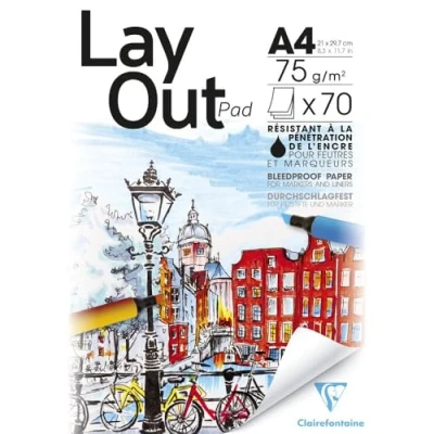 Bild av Clairefontaine 96533C teckenblock delat papper för markörlayout, din A4, 21 x 29,7 cm, 70 ark, 75 g, vit