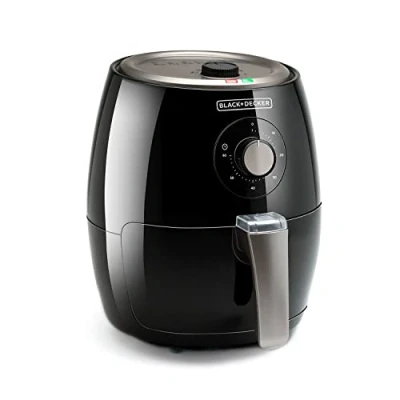 Bild av Svart + DECKER BXAF2500E manuell varmluftsfritös Oljefri 99% fett. Friterad, grillar, bakar och värmer upp. 2,5 l. 1500 W. Timer 30 min. 80200 C. Non stick