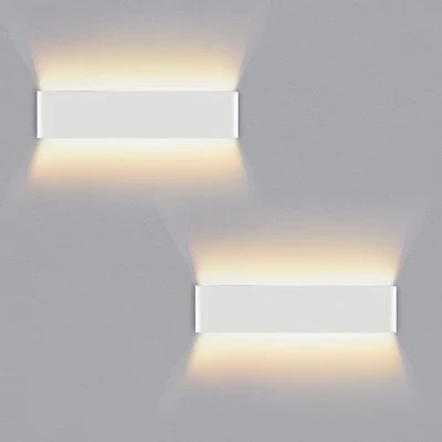 Bild av Lureshine 2 pack inomhusvägglampa upp och ner 16 W, 40 cm, aluminiumdekorera/modern varmvit vägglampa 3 000 k LED vägglampa, lämplig för sovrum, hall trappa (vit)