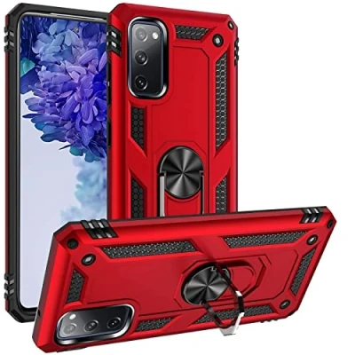 Bild av Verco Hybrid Armor Shiel Case för Samsung Galaxy S20 fodral, extremt robust med magnet fingerringhållare mobiltelefonfodral 5G pansarfodral, röd
