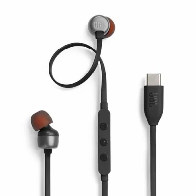 Bild av JBL Tune 310 C Trådanslutna In ear hörlurar med Hi Res certifierad ljud, fjärrkontroll 3 knappar och mikrofon, platt trasselfri kabel, svart
