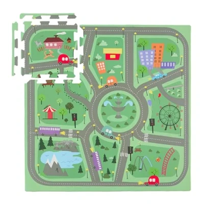 Bild av Relaxdays Pusselmatta, 21 delar, spelmatta, stadsdesign, kattmatta, toxiskt skum, flerfärgad, 1 x 89,5 cm