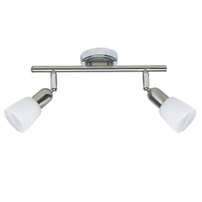 Bild av BRILLIANT lampa Sofia spotrör 2 flammar järn/krom/vit 2x D45, E14, 40W, lämplig för dropplampor (ingår ej) Skala A ++ till E Svängbara huvuden