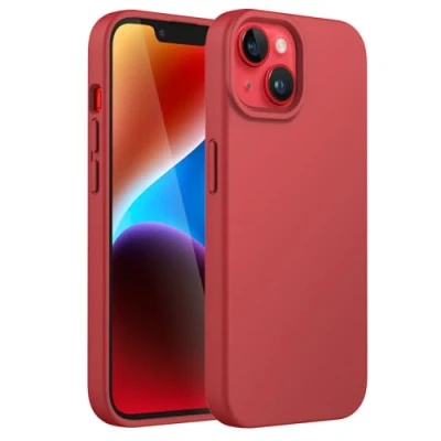 Bild av JETech Silikon Skal för iPhone 14 6,1 Tums, Silky Soft Touch med Hela Kroppen, Stötsäker Case Mikrofiberfoder (Röd)