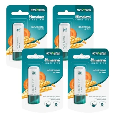 Bild av Himalaya Lip Balm with Wheatgerm Oil &amp; Carrot Seed Repairs Dry Chapped Lips, Enhances Color, Contains Essential Nourishment of Vitamin E Gives Long Lasting Moisturization 4.5g (Pack 4)