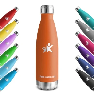 Bild av KollyKolla vattenflaska rostfritt stål 750 ml, vakuumtermosflaska, BPA fri, läckagesäker termoskanna, drickflaska för kolsyra, isoleringsflaska, sport, skola, fitness, bubbelplast