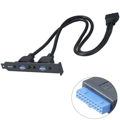 Bild av Akasa USB 3.0 intern adapterkabel Dual SuperSpeed Type A Inkluderar PCI fäste portkort 40 cm AK CBUB17 40BK
