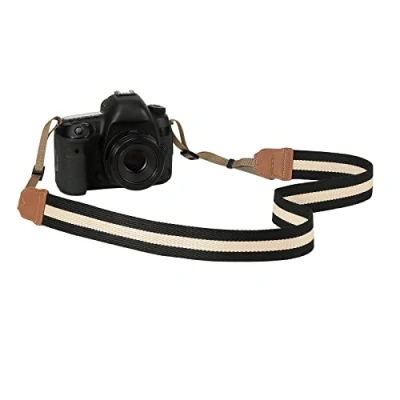 Bild av MoKo Camera Strap, Cotton Woven Adjustable Universal Neck &amp; Shoulder Strap for Video Camcorder, Binoculars, and Nikon/Canon/Sony/Minolta/Panasonic/SLR/DSLR Digital Cameras, Black Beige