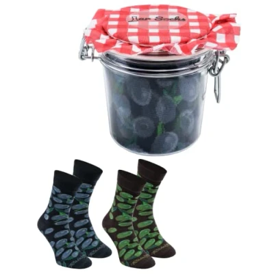 Bild av Rainbow Socks dam herr olivstrumpor i glas presentidé 2 par