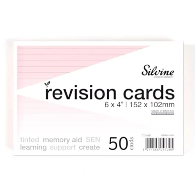 Bild av Silvine A6 Flash kort, Revision &amp; Studier Fodrad (50 kort) (Rosa)