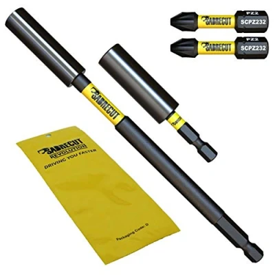 Bild av 4 delar SabreCut SCRK1 magnetisk 60 mm och 152 professionella slagbitshållare med 2 x 32 PZ2 skruvmejsel slagbitar kompatibla Dewalt, Milwaukee, Makita, Bosch andra