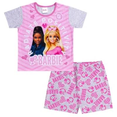 Bild av Barbie flickor bomull kort pyjamas bekvämt snyggt nattkläder set andningsbar för flickor, Grå, 7 8 Years