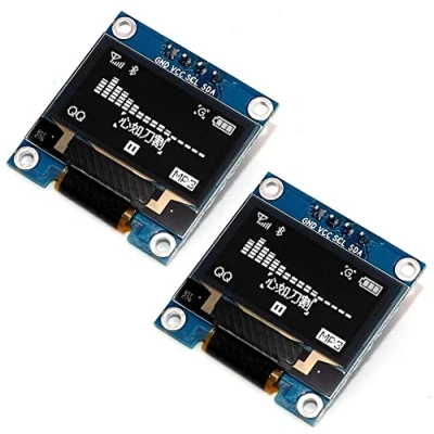 Bild av Fasizi 2 st 0,95 tum I2C IIC SPI seriell 128 x 64 OLED displaymodulskiva med stifthuvuden för Arduino vitt teckensnitt