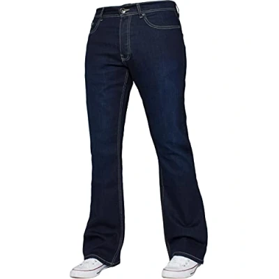 Bild av Enzo Mäns bootcut vida ben jeans stretch klocka utsvängd denim byxor alla midjestorlekar, Indigo, 30W x 32L