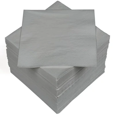 Bild av HEKU 100 enfärgade servetter, 3 lager, 33 x cm I Enhetlig kvalitet för evenemang och gastronomi praktisk 5 pack mycket absorberande elegant, silver