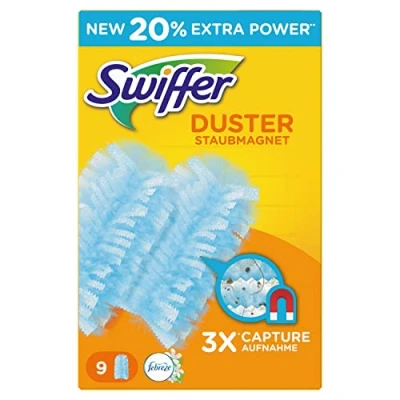 Bild av Swiffer Duster Catcher &amp; Retient, Febreze parfym, dammtät fjäder, 9 påfyllningar, fångar och behåller damm