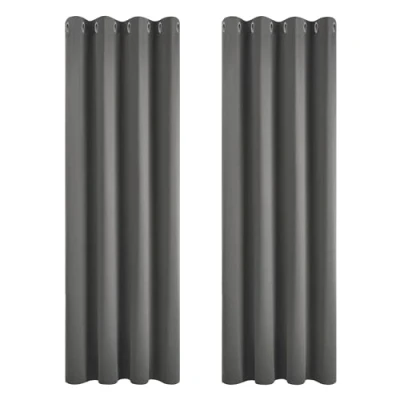 Bild av Deconovo mörkläggningsgardiner, värmeisolerade gardiner för vardagsrum och sovrum, modern design med öljetter, 117 x 214 cm (bredd höjd), ljusgrå, 2 delar