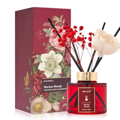 Bild av Airkeep Doftspridare 150 ml, Marine Woody Reed Diffuser Set, Rose doftspridare, luftfräschare för rum, badrum, kontor, skåp