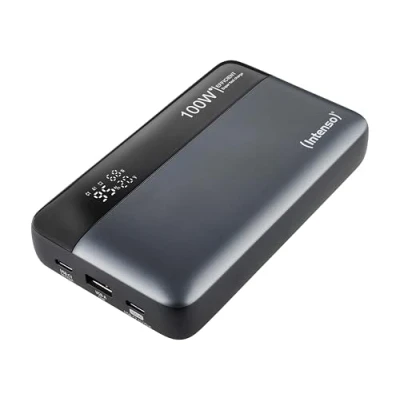 Bild av Intenso Powerbank HE20000, externt batteri med Power Delivery (100W) &amp; USB C till laddkabel, 20 000 mAh, grå svart
