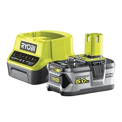 Bild av Ryobi batteri med snabbladdare 18 V, 5,0 Ah, ONE+, överbelastningsskydd och laddningsindikator, RC18120 150
