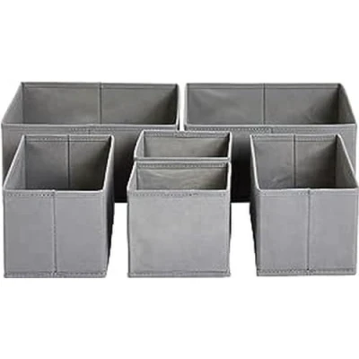 Bild av Amazon basics Lådorganisatör/organisationssystem för kläder vikbar garderob sovrum eller kök, 6 stycken, grå