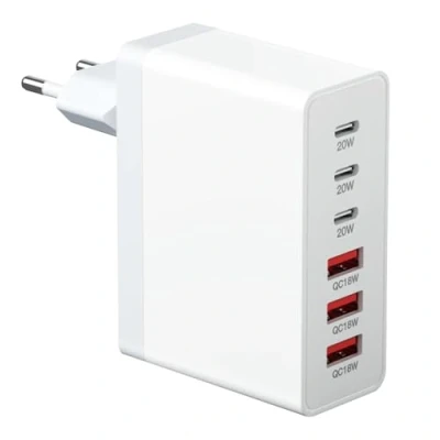 Bild av USB C laddare, 100W GaN 6 port snabbladdare med 3 och A multiladdare kontakt kompatibel iPhone 11/12/13/14/15/16 Pro Max/Galaxy S24/S23/S22/S21/Google/surfplatta