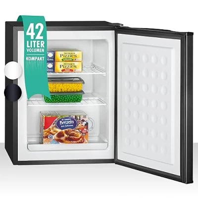 Bild av Bomann® frys liten med 42 l nettokapacitet minifrys 2 avtagbara gallerhyllor utbytbart dörrstopp och steglös temperaturkontroll GB 7236 svart