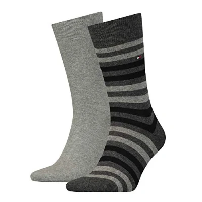 Bild av Tommy Hilfiger MEN DUO Stripe SOCK 2 PACK Strumpor, Storlek: 39 42, Middle grey melange