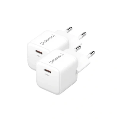 Bild av Intenso Twin Pack strömadapter W30C GaN, 2 x USB C strömförsörjning med 30 Watt och GaN teknik, vit