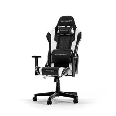 Bild av DXRacer (Orginalet) Prince P132 Gamingstol, Konstläder, Svart Vit, Upp till 185 cm