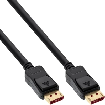 Bild av InLine DisplayPort 1,4 kabel, 0,5 m, förgyllda kontakter, 8K@60 Hz, 4K@120 HDR, svart, 15355