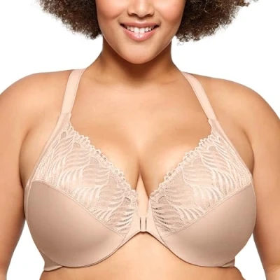 Bild av Glamorise dam plus size front close T back Wonderwire bygel #1246, Kafé, 100E