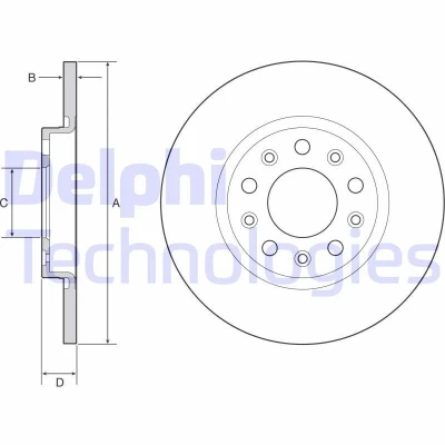 Bild av DELPHI Disque de frein JEEP: Cherokee V 12mm 5 plein revêtu non traité BG4960C 4779885AB,4779885AC,04779885AB,04779885AC,2AMV9885AC,68242659AB