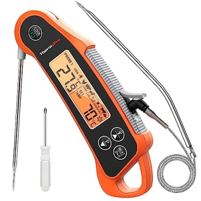 Bild av ThermoPro TP710 Köttermometer med 2 givare, stektermometer, IP65 vattentät, kökstermometer för matlagning, grilltermometer larm t.ex. grillning eller holländsk ugn