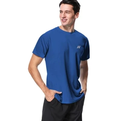 Bild av MeetHoo Herr Rash Vest, Guard UV t shirt UPF 50+ topp solskydd kortärmad för surfing löpning simning, marinblå, XL